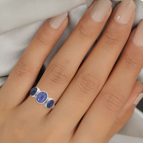 Royal Bali Kollektion - Tansanit 3 Stein Ring 925 Silber image number 2