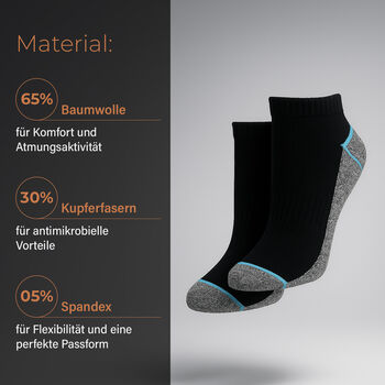 4er-Set Kupferfaser-Kompressions-Socken, 36-40, schwarz-grau