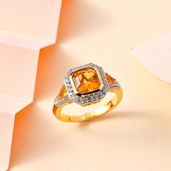 AA Salamanca Feueropal Ring, 925 Silber 750 Gelbgold Vermeil (Größe 20.00) ca. 1.82 ct image number 2