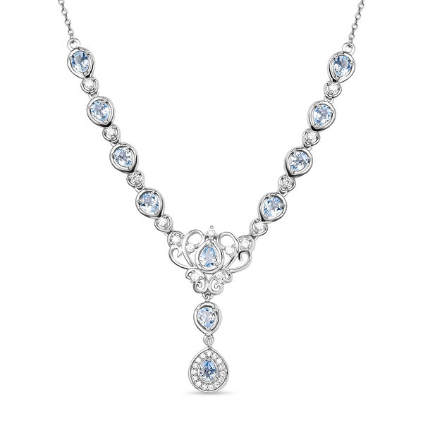 Espirito Santo Aquamarin und Zirkon-Halskette in Silber, 4,19 ct.