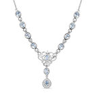 Espirito Santo Aquamarin und weiße Zirkon-Halskette, ca. 45 cm 925 Silber platiniert ca. 4,19 ct