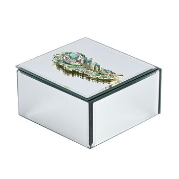 Edle Glas-Schmuckbox in Quadratform, Silbergr&uuml;n