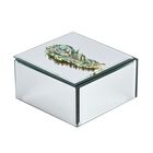 Edle Glas-Schmuckbox in Quadratform, 12x12x7,5 cm, Silbergrün image number 2