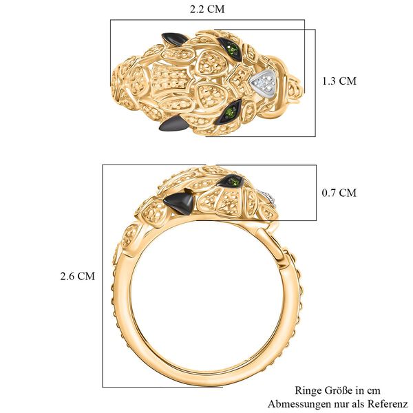 D'Joy Nat&uuml;rlicher Chromdiopsid, Moissanit Ring 925 Silber 750 Gelb Vergoldet (Gr&ouml;&szlig;e 19.00) ca. 0,05 ct image number 7