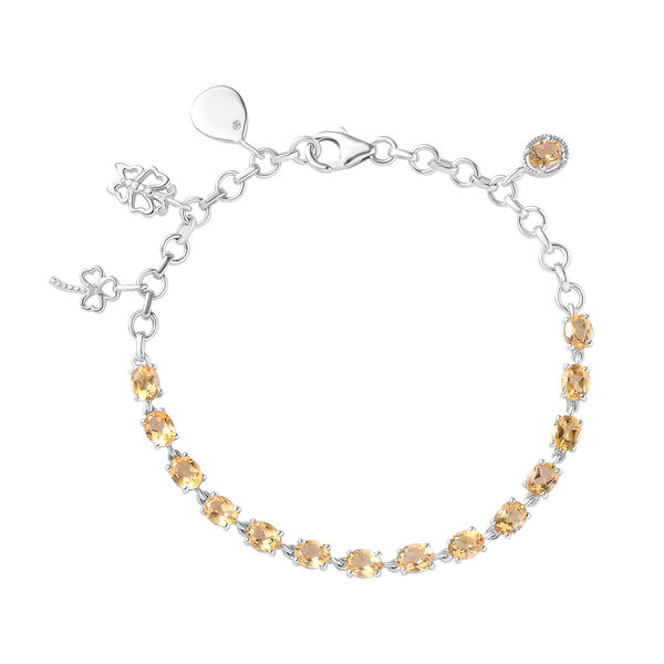 Citrin und Zirkon-Charm-Armband, 19cm - 5,06 ct.