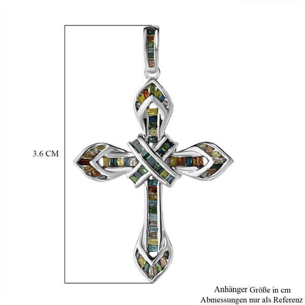 Blauer Diamant P, Gelber Diamant Anh&auml;nger 925 Silber platiniert ca. 0,50 ct. image number 4