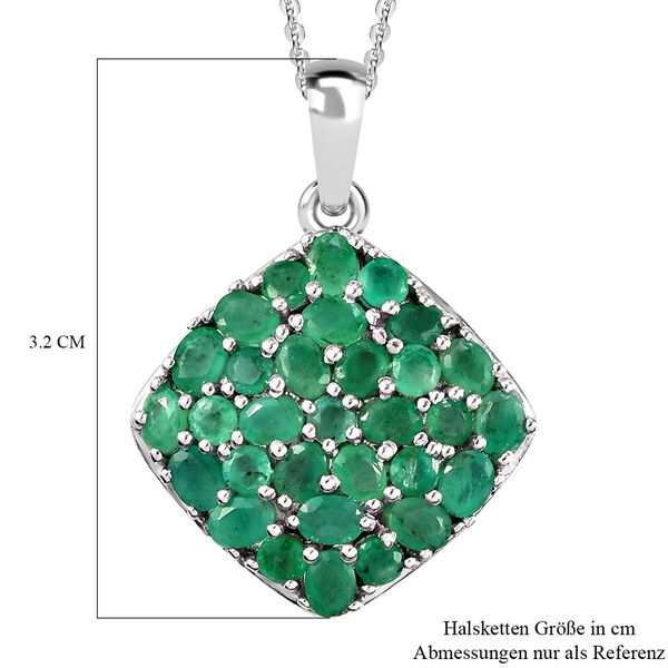 Kagem sambischer Smaragd-Cluster- Anh&auml;nger mit Kette in Silber, 4,47 ct. image number 7