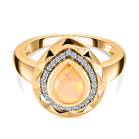 Natürlicher, äthiopischer Opal und Zirkon-Ring - 0,93 ct.