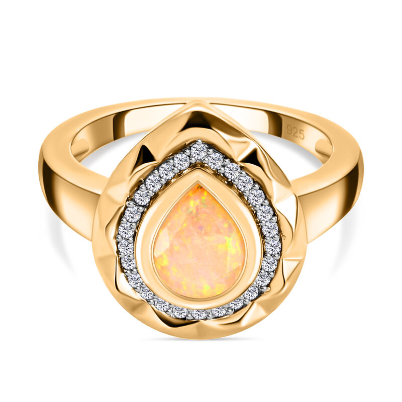 Natürlicher, äthiopischer Opal und Zirkon-Ring - 0,93 ct. image number 0