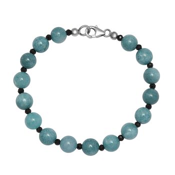 Aquamarin und schwarzes Spinell-Armband, 19 cm - 64 ct.