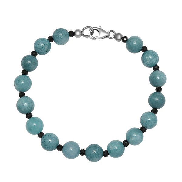 Aquamarin und schwarzes Spinell-Armband, 19 cm - 64 ct.