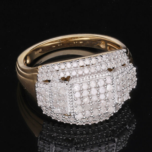 Wei&szlig;er Diamant Ring, 925 Silber Gelbgold Vermeil, (Gr&ouml;&szlig;e 16.00) ca. 1.00 ct image number 2