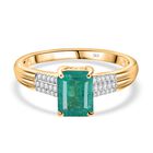 AAA Kagem Sambischer Smaragd, Weißer Diamant Ring 585 Gold (Größe 17.00) ca. 1.79 ct