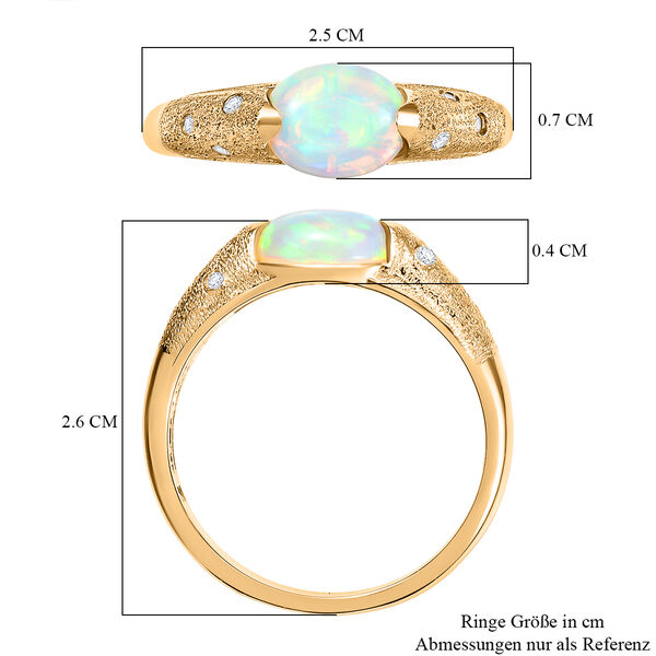AA Nat&uuml;rlicher, &auml;thiopischer Welo Opal, Moissanit Ring 925 Silber 750 Gelbgold Vermeil (Gr&ouml;&szlig;e 20.00) ca. 1,35 ct image number 6