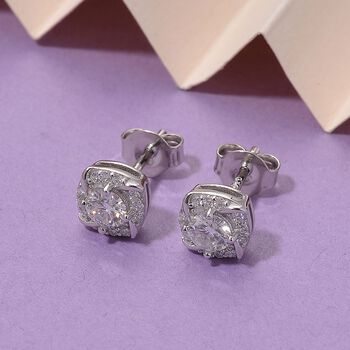 RADIANTA GRA zertifiziert Moissanit (D-VVS) Ohrringe 925 Silber rhodiniert ca. 0.72 ct