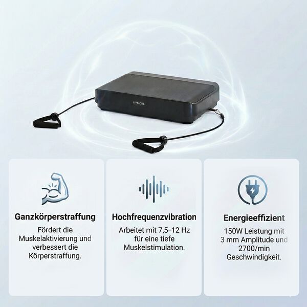 LIVMORE Vibrationsplatte Trainingsger&auml;t mit Fernbedienung, LED Display, Schwarz image number 6