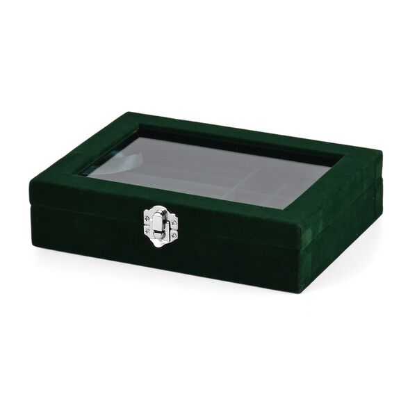 Elegante Schmuckbox aus edlem Samt mit Glasdeckel, 20x15x5 cm, Cremebeige image number 3