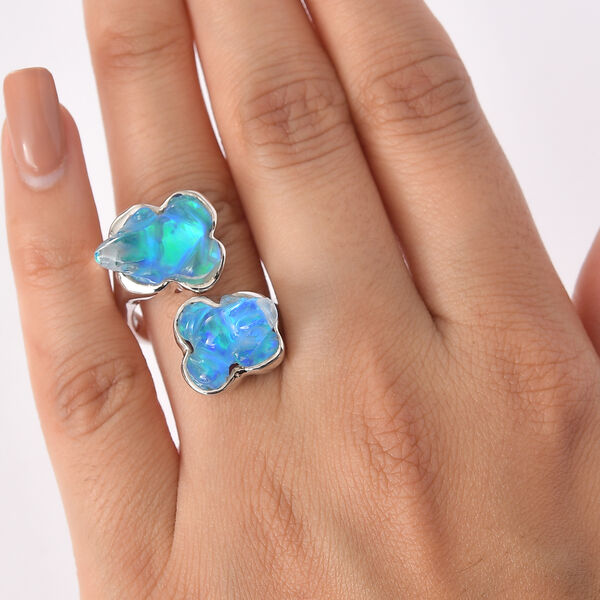 Sajen Silber - Blauer Opaltraum mit Kristallfrosch (Dublette) Ring 925 Silber rhodiniert (Gr&ouml;&szlig;e 17.00) ca. 12.16 ct image number 3