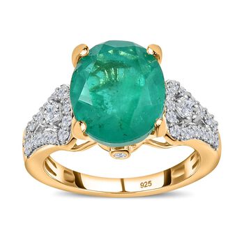 Smaragd Triplett Quarz und Zirkon Ring- 6,96 ct.