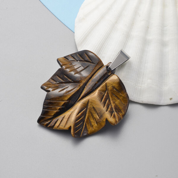 Gelbes Tigerauge Halskette 40 cm Edelstahl ca. 76,00 ct image number 2