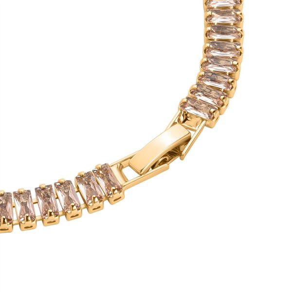 2er Set - Champagner Zirkonia, Wei&szlig;er Zirkonia Armband ca. 19 cm, Nickelfreies Messing, Goldfarben image number 5