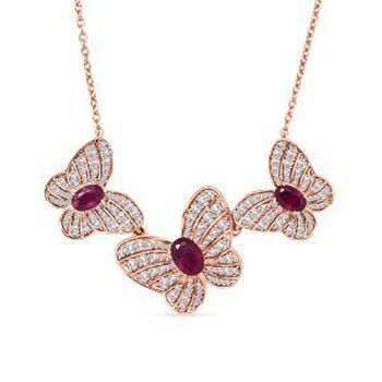 GP Trionfo Kollektion - AA Afrikanische Rubin, Zirkon und Kanchanaburi blaue Saphir-Halskette, 45cm - 4,95 ct.