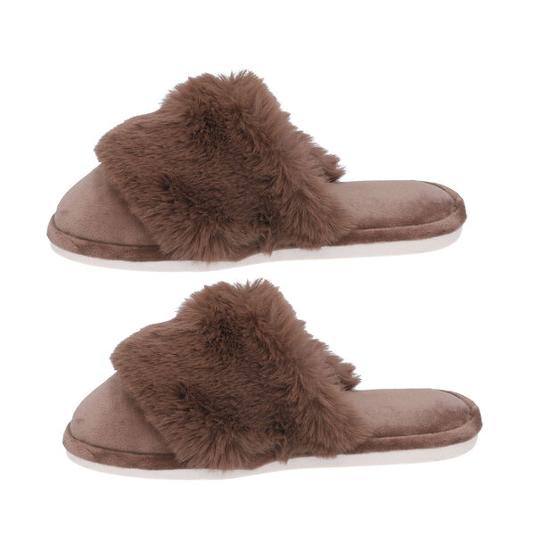 Hausschuhe mit Kunstfell, Größe 36-37, Braun image number 6