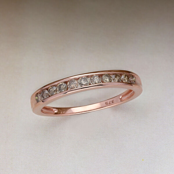 Natürliche Champagner Diamant zertifiziert I2-I3 Half Eternity Ring 375 Rose Gold image number 2