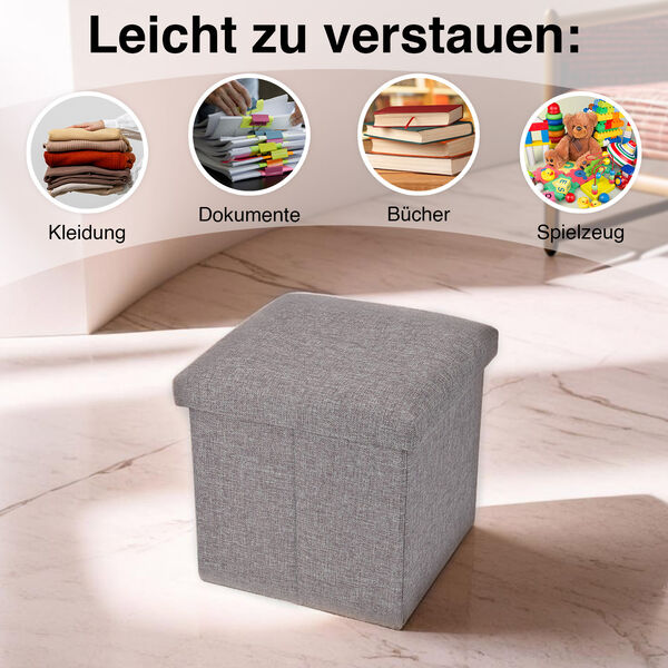 Sitzhocker mit Stauraum, grau image number 3