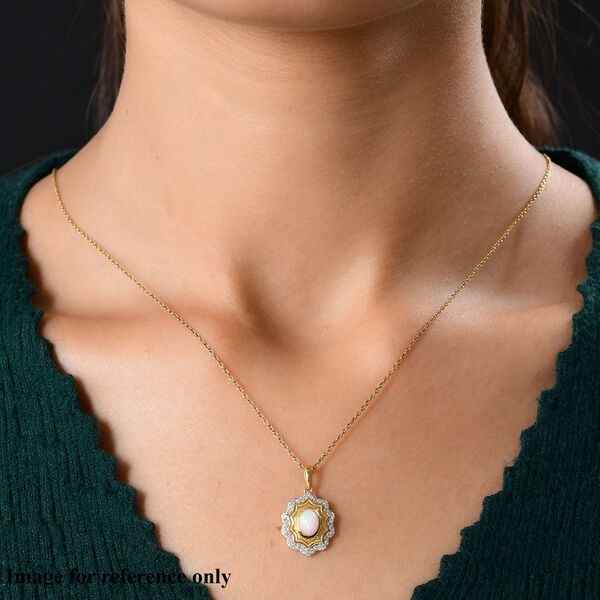 Nat&uuml;rlicher &Auml;thiopischer Opal und Zirkon Anh&auml;nger 925 Silber vergoldet ca. 0,87 ct image number 2