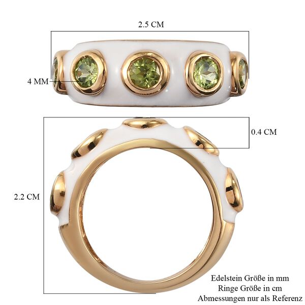 Peridot und Emailliert Ring 925 Silber 585 Vergoldet image number 5