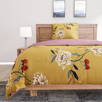 2er-Set 3D Digitaldruck Bettbezug und Kissenbezug, Gelb