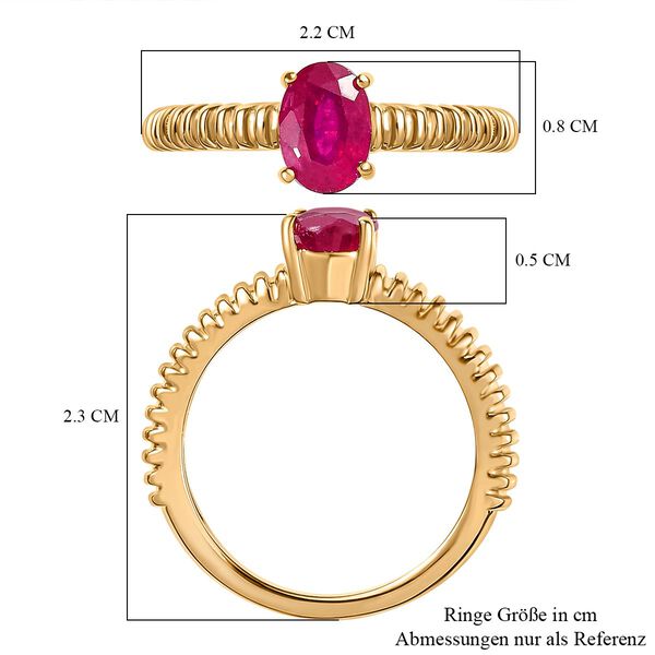 Afrikanischer Rubin (Fissure gefüllt) Ring, 925 Silber Gelbgold Vermeil, (Größe 19.00) ca. 1.09 ct image number 7