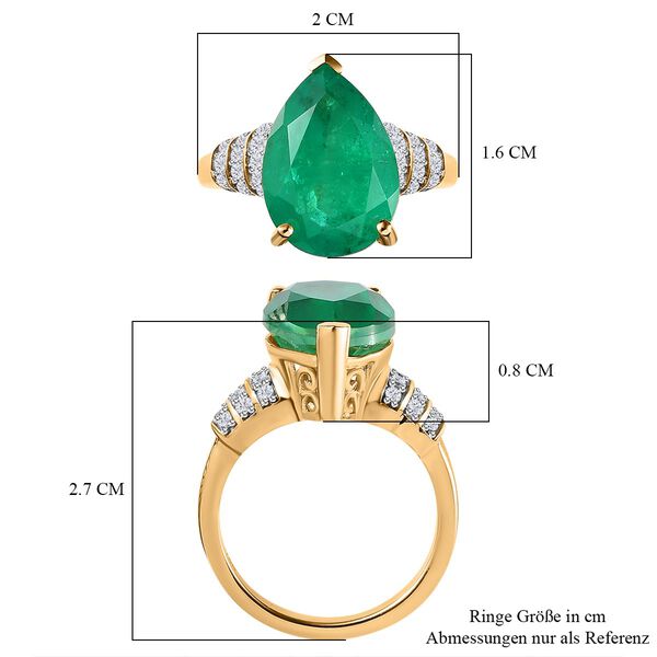 Smaragd Triplett Quarz und Zirkon Ring- 6,26 ct. image number 7