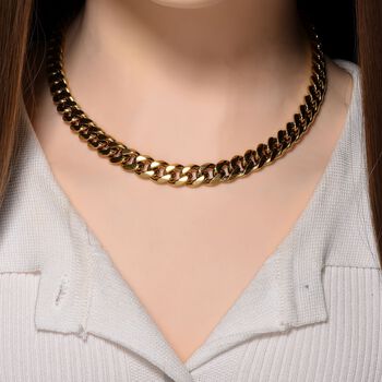 316L Edelstahl IP-Gelbbeschichtung Panzer Edelstahl Halskette ca. 45 cm ca. 56,00g