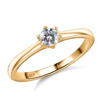 Moissanit Ring 925 Silber Gelbgold Vermeil (Gr&ouml;&szlig;e 20.00) ca. 0,24 ct