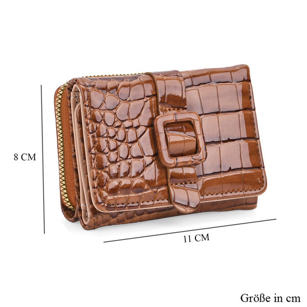 Stilvolle Geldb&ouml;rse mit Krokodilpr&auml;gung und RFID-Schutz, 11&times;8cm, Braun image number 4