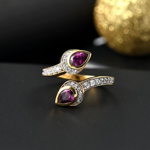 AAA Radiant Ember Granat und Zirkon Ring - 1,40 ct. image number 2