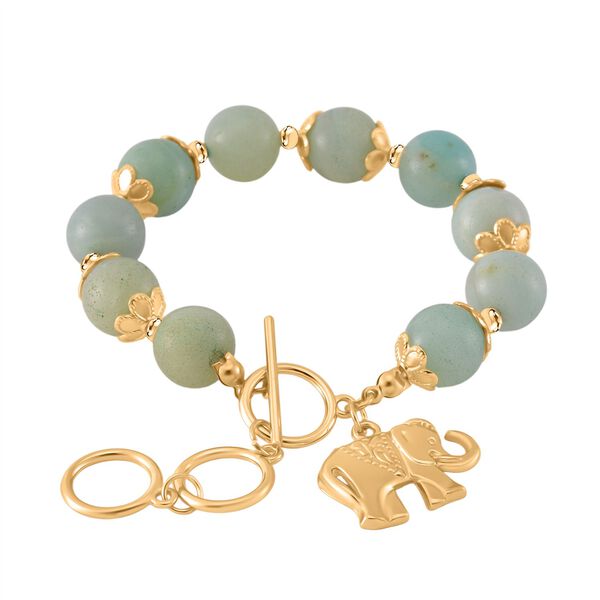 2er Set - Mehrfarbiger Amazonit Armband und Ohrringe, Reiner Edelstahl, vergoldet, ca. 185,00 ct. image number 3