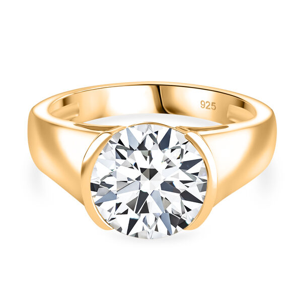 Moissanit Ring, 925 Silber 750 Gelbgold Vermeil - 2,97 ct.