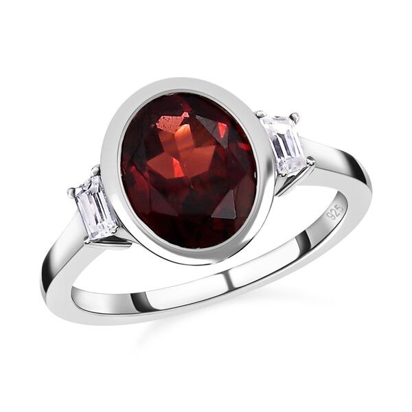 Nat&uuml;rlicher Mosambik Granat, wei&szlig;er Zirkon Ring, 925 Silber platiniert (Gr&ouml;&szlig;e 18.00) ca. 3.09 ct image number 3