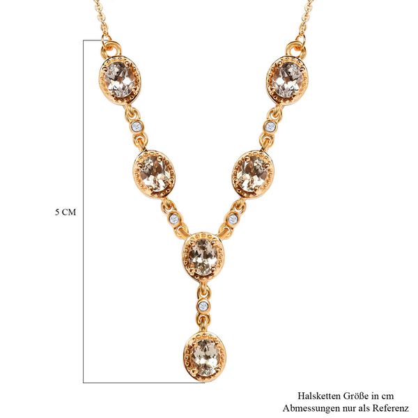 AAA Turkizit und wei&szlig;es Zirkon Collier, ca. 45 cm, 925 Silber Gelbgold Vermeil ca. 2.42 ct image number 6