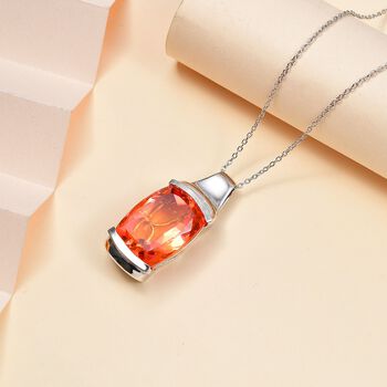 Padparadscha Quarz Triplette Anh&auml;nger mit Kette, ca. 50 cm 925 Silber rhodiniert ca. 19,00 ct.