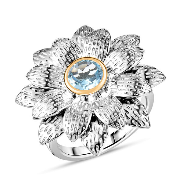 EVER TRUE Himmelblauer Topas Ring Nickelfreies Messing platiniert und vergoldet (Gr&ouml;&szlig;e 17.00) ca. 1,04 ct image number 3