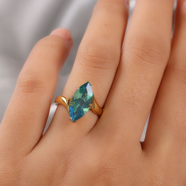 Pfau Triplett Quarz Ring 925 Silber vergoldet  ca. 3,96 ct image number 3