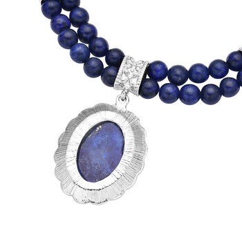 Lapislazuli-Halskette in Silberton, 45 cm, 127,50 ct.