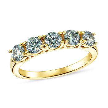 D'Joy blauer Moissanit Ring, 925 Silber vergoldet - 1,50 ct.
