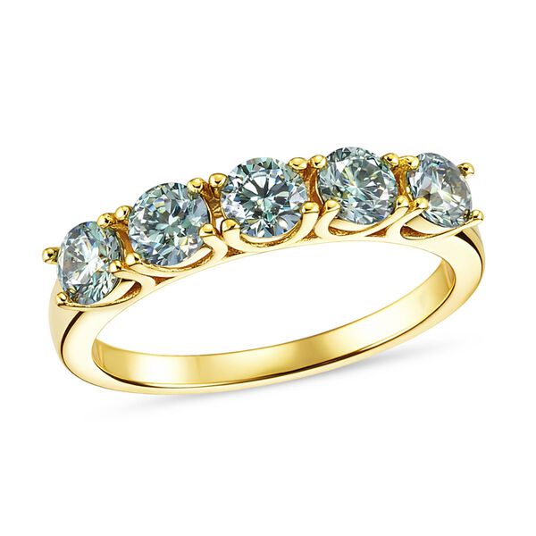 D'Joy blauer Moissanit Ring, 925 Silber vergoldet - 1,50 ct. image number 4