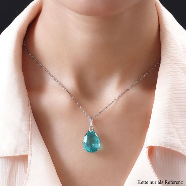 Smaragd-Triplett-Quarz-Solit&auml;r-Anh&auml;nger in Silber, 16,65 ct. image number 2