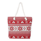Jute Handtasche mit Weihnachtsmotiv, Gr&ouml;&szlig;e 42x34x9x37 cm, Rot